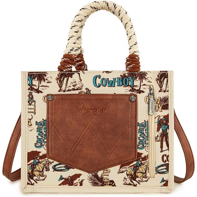 Wrangler New Wrangler Tan Canvas Aloha Coconut Tote/ Shoulder Bag Size ONE SIZE - 6 Thumbnail