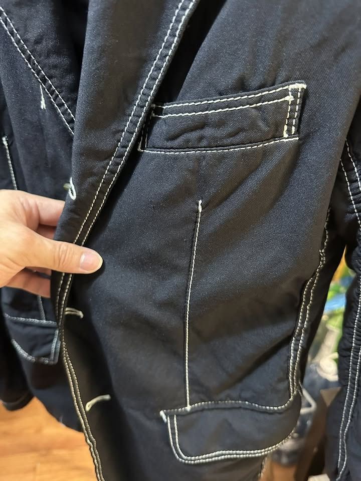 Comme des Garcons Homme Deux Comme Des Garçon Homme Contrast Stitch Nylon Blazer Jacket Size 46R - 3 Thumbnail