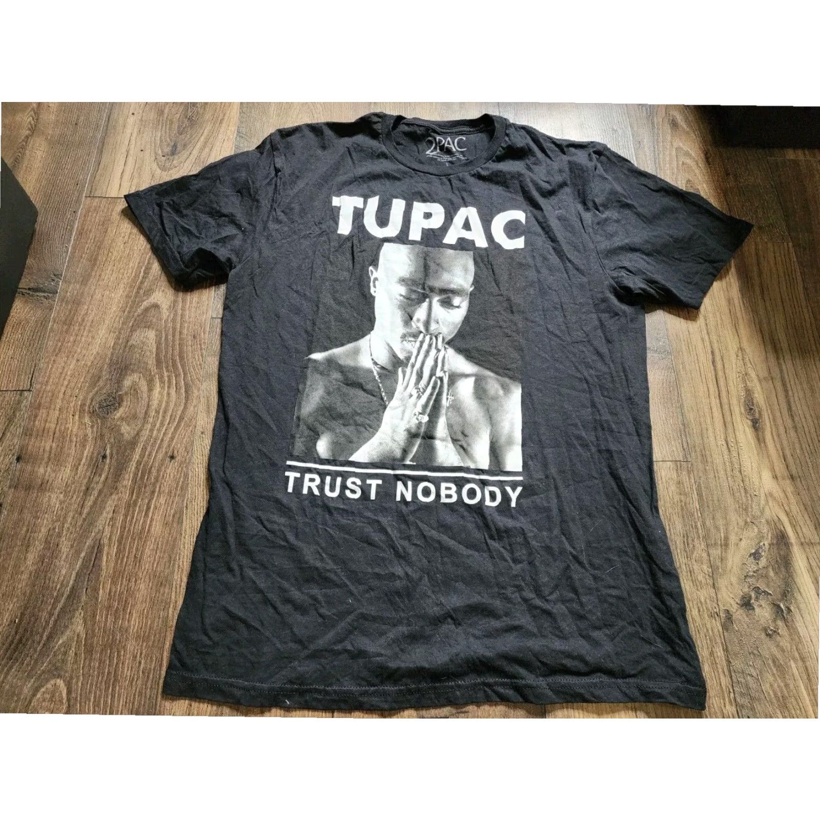 Vintage Tupac Black Graphic Print 90s Hip Hop Rap T Shirt Mens L Cotton Tee Size US L / EU 52-54 / 3 - 6 Thumbnail