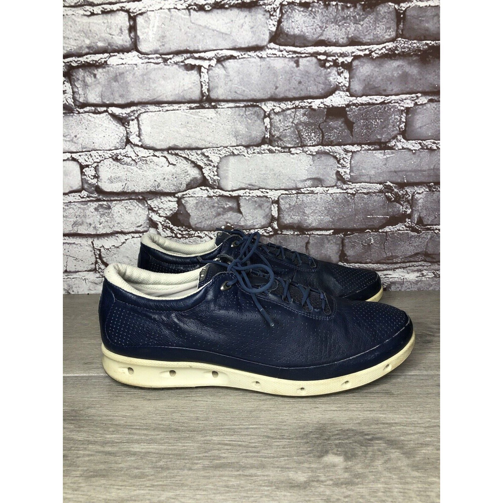 Ecco Ecco Blue Yak Leather Casual Comfort Lace Up Spikeless Golf Size US 11 / IT 41 - 11 Thumbnail