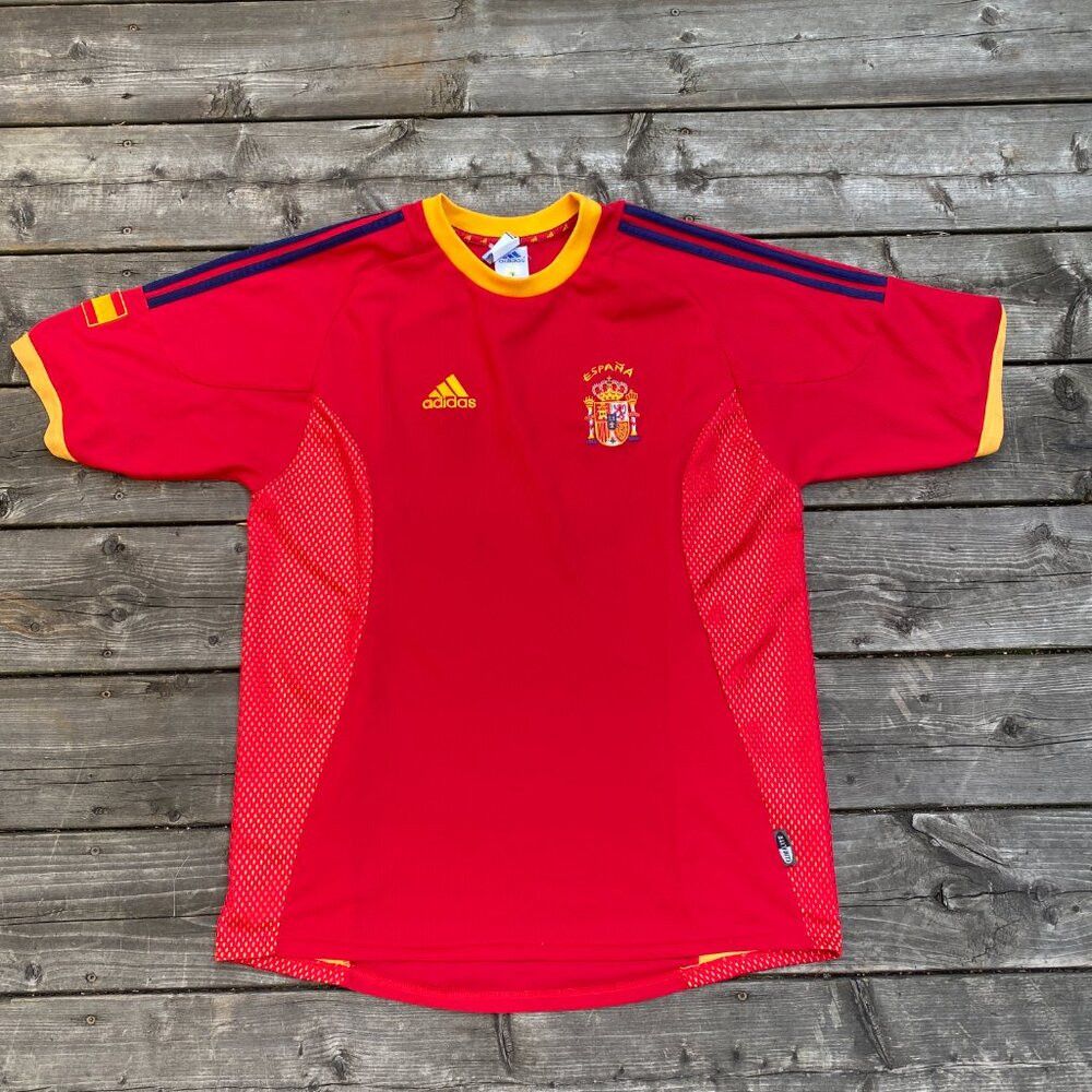 Adidas × Vintage Vintage 2002 Adidas Spain Home Football Soccer Jersey Large Size US L / EU 52-54 / 3 - 9 Thumbnail