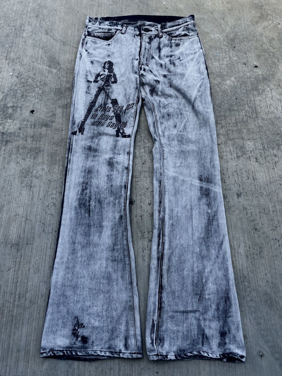 Japanese Brand 💥RARE💥2000s JAPANESE BRAND EDGE RUPERT GRAPHIC FLARE PUNK Size US 31 - 1 Thumbnail