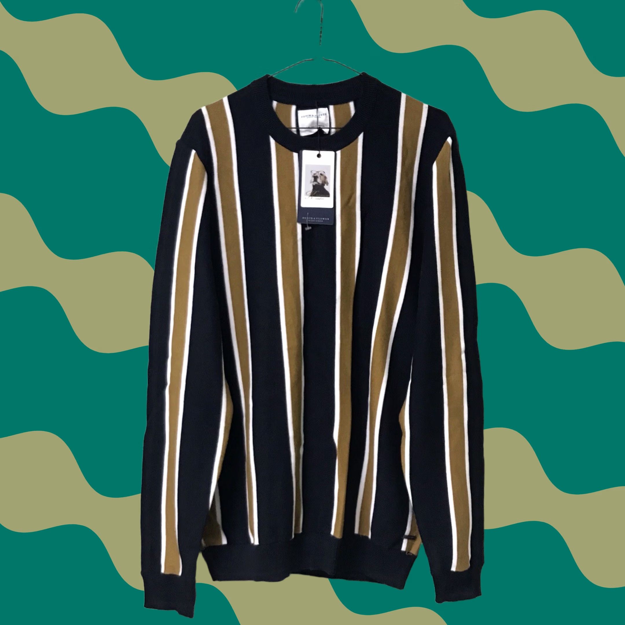 Denime Denim & Flower Ricky Singh Men Multicolor Vertical Striped Knit Crewneck Sweater L Size US L / EU 52-54 / 3 - 1 Thumbnail