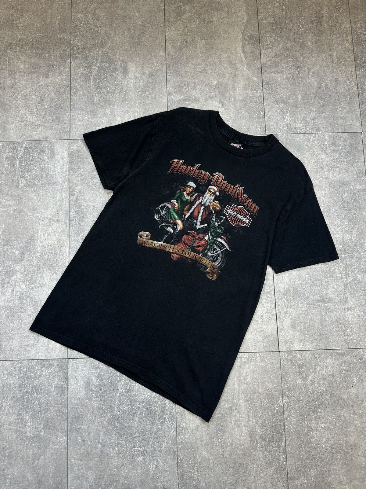 Vintage Harley Davidson 2008 Overprint Logo Santa Bicker Tee Size US L / EU 52-54 / 3 - 1 Thumbnail