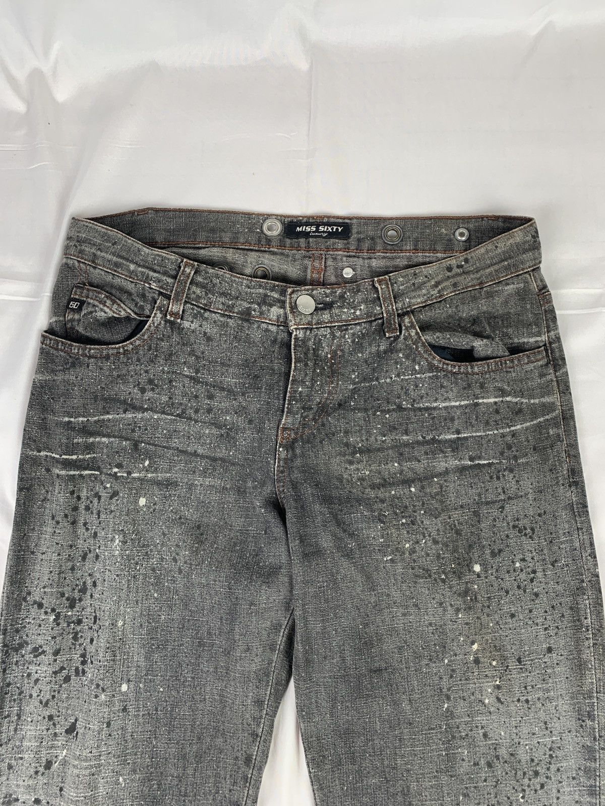 Miss Sixty Miss Sixty Studded Eyelete Splatter Bootcut Jeans Pants Size 31" - 6 Thumbnail