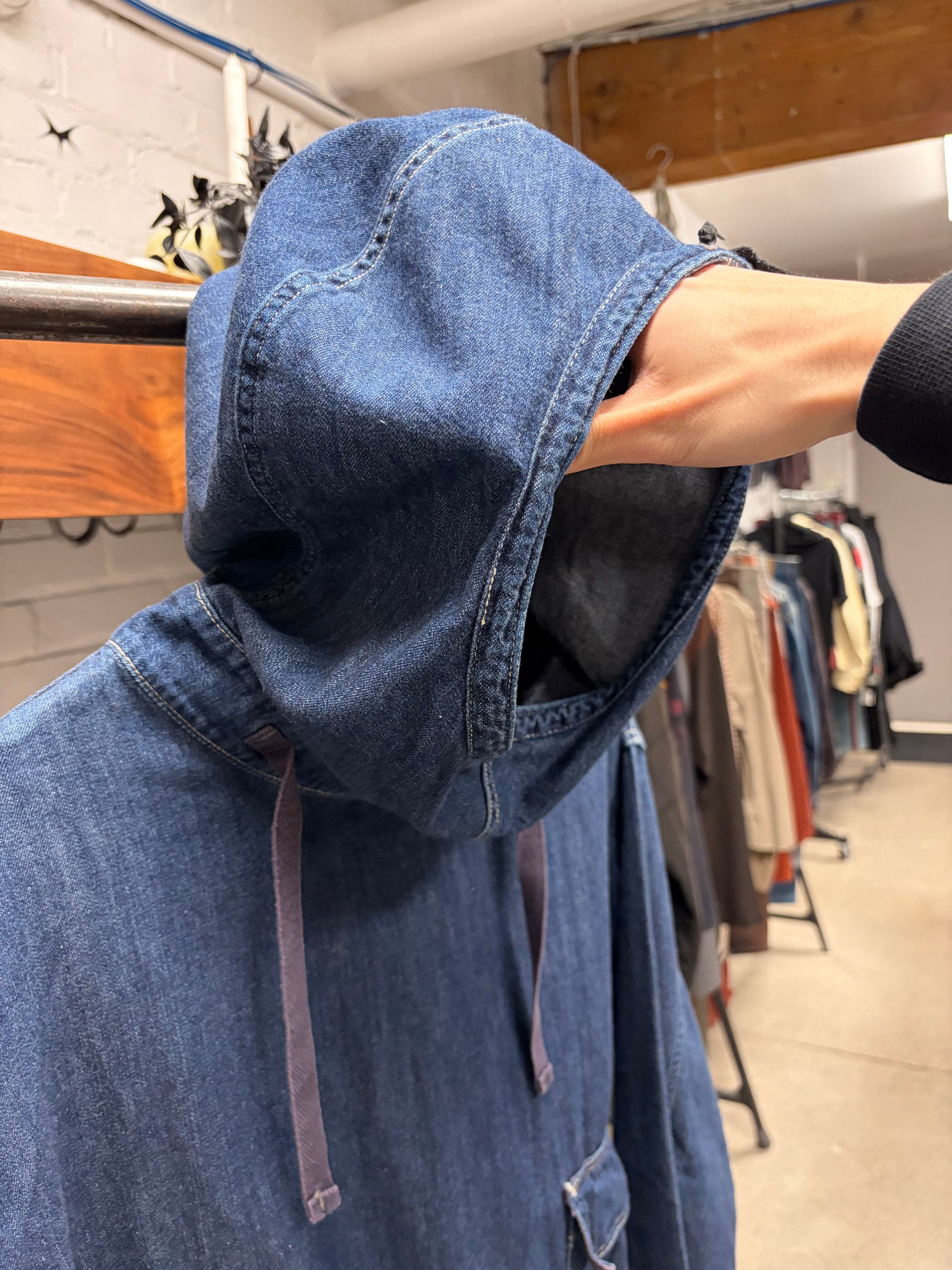 Kapital Kapital Hooded Denim Drawstring Closure Military Field Jacket Size US L / EU 52-54 / 3 - 3 Thumbnail