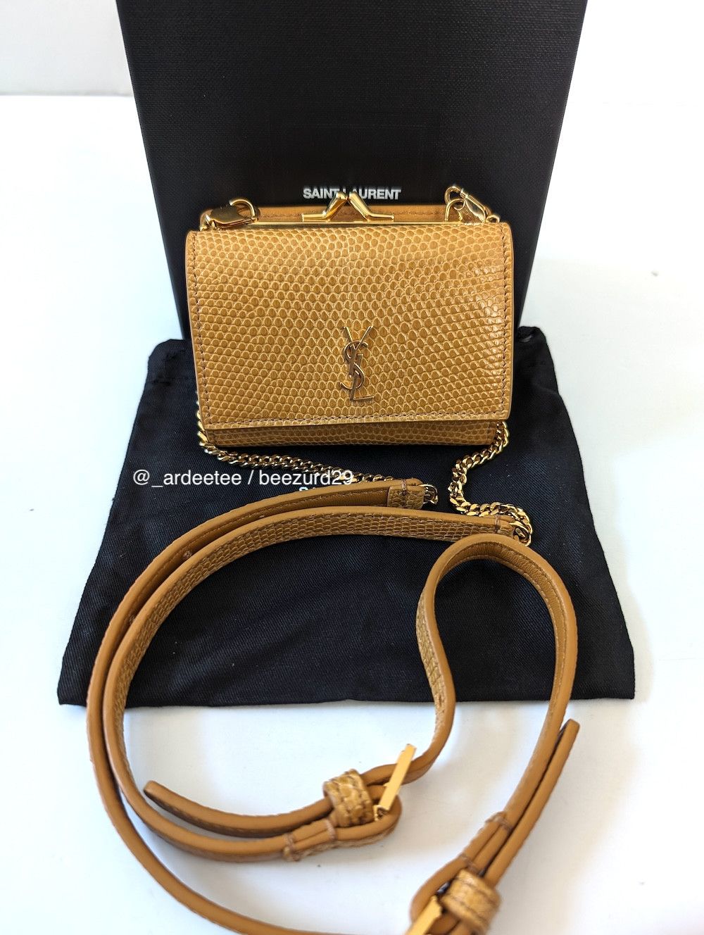 Saint Laurent Paris EXOTIC LIZARD MICRO RIDER CHAIN CROSSBODY BAG Size ONE SIZE - 1 Thumbnail