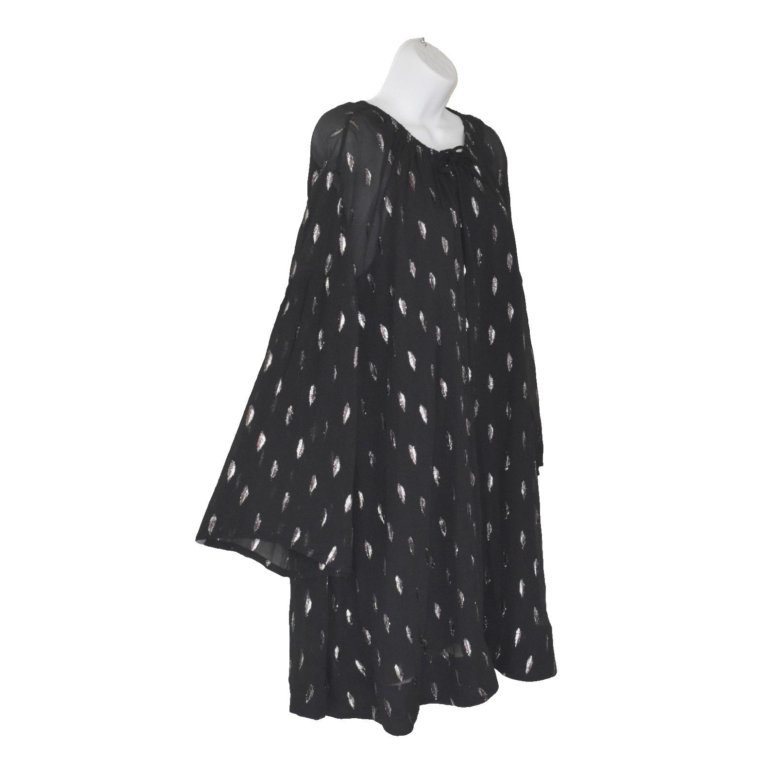 Iro IRO Paula Black Silk Bell Sleeve TieNeck Mini Dress Sz 36 S Size S / US 4 / IT 40 - 4 Thumbnail