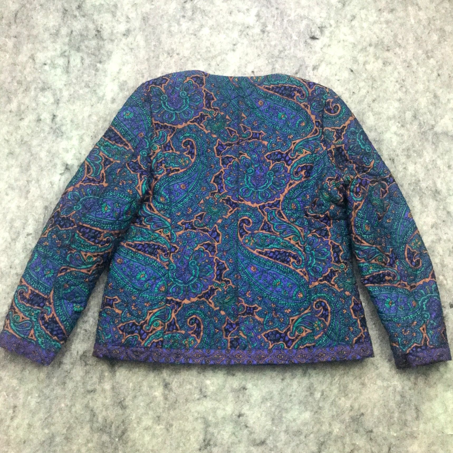 Isaac Mizrahi Isaac Mizrahi Womens Jacket Paisley Quilted Zip Coat Blue Green Purple Size 10 Size L / US 10 / IT 46 - 7 Thumbnail