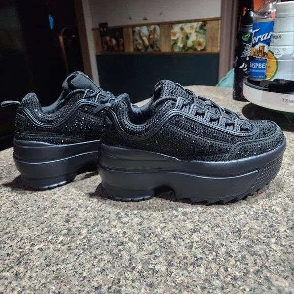 Other Ultra Cush Baby Dazzle Black Rhinestone Comfy Platform Fashi Size US 8 / IT 38 - 8 Thumbnail