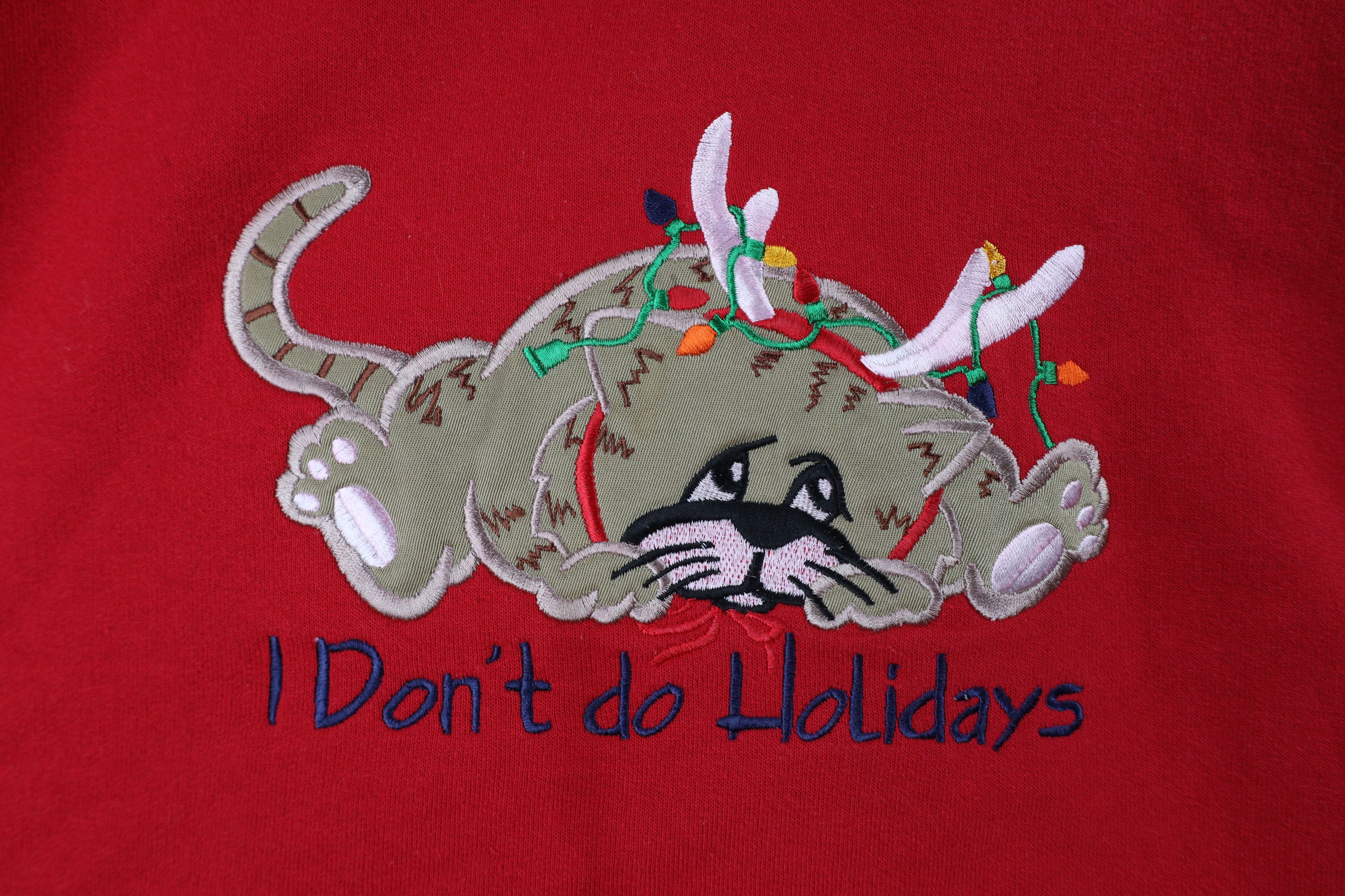 Vintage Vintage 90s Streetwear Cat Kitten Holidays Sweatshirt Size XXL / US 16-18 / IT 52-54 - 4 Thumbnail
