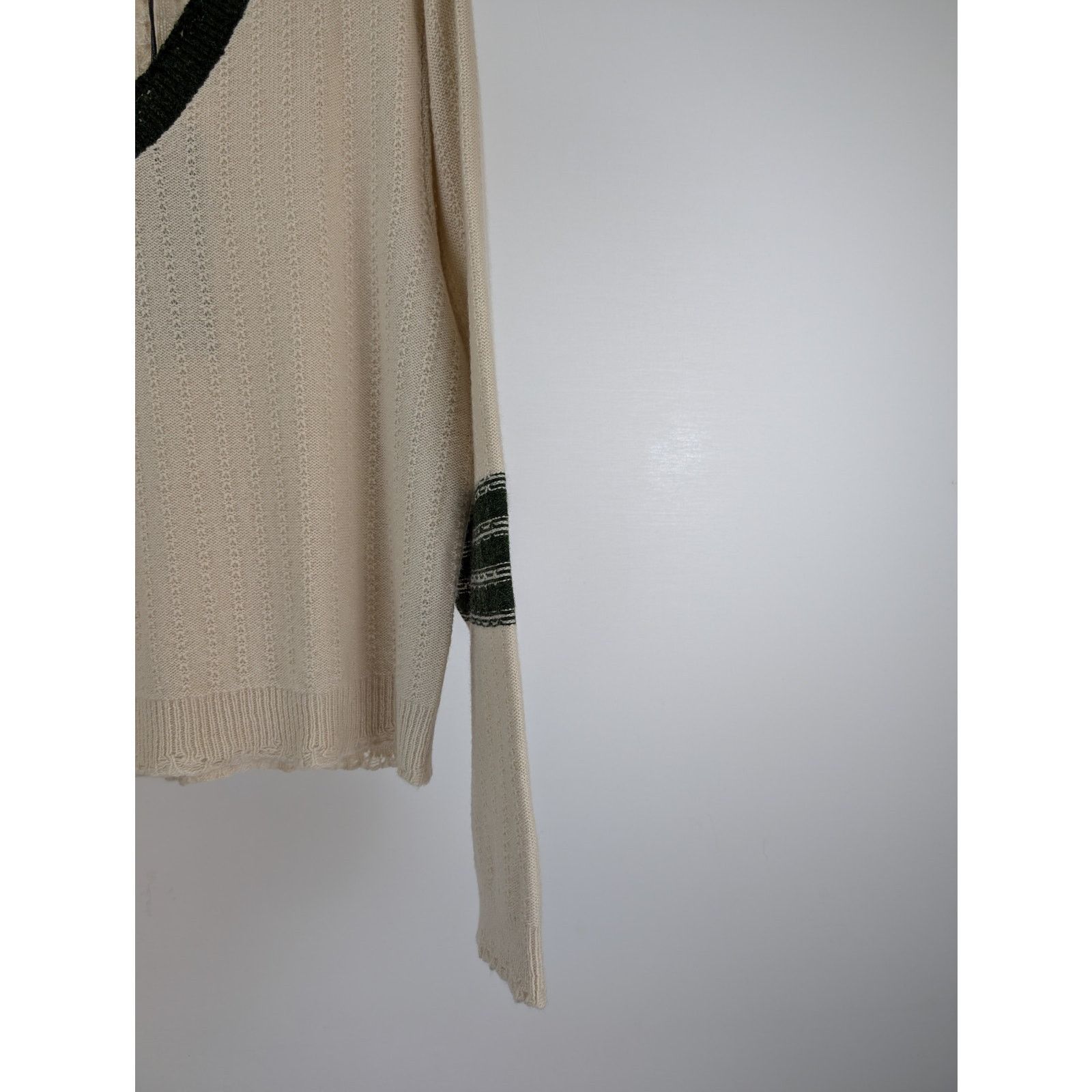 Enfants Riches Deprimes o1rshd1 Asymmetrical Varsity V-Neck Sweatshirt Ivory/Forest Size US XXL / EU 58 / 5 - 4 Thumbnail