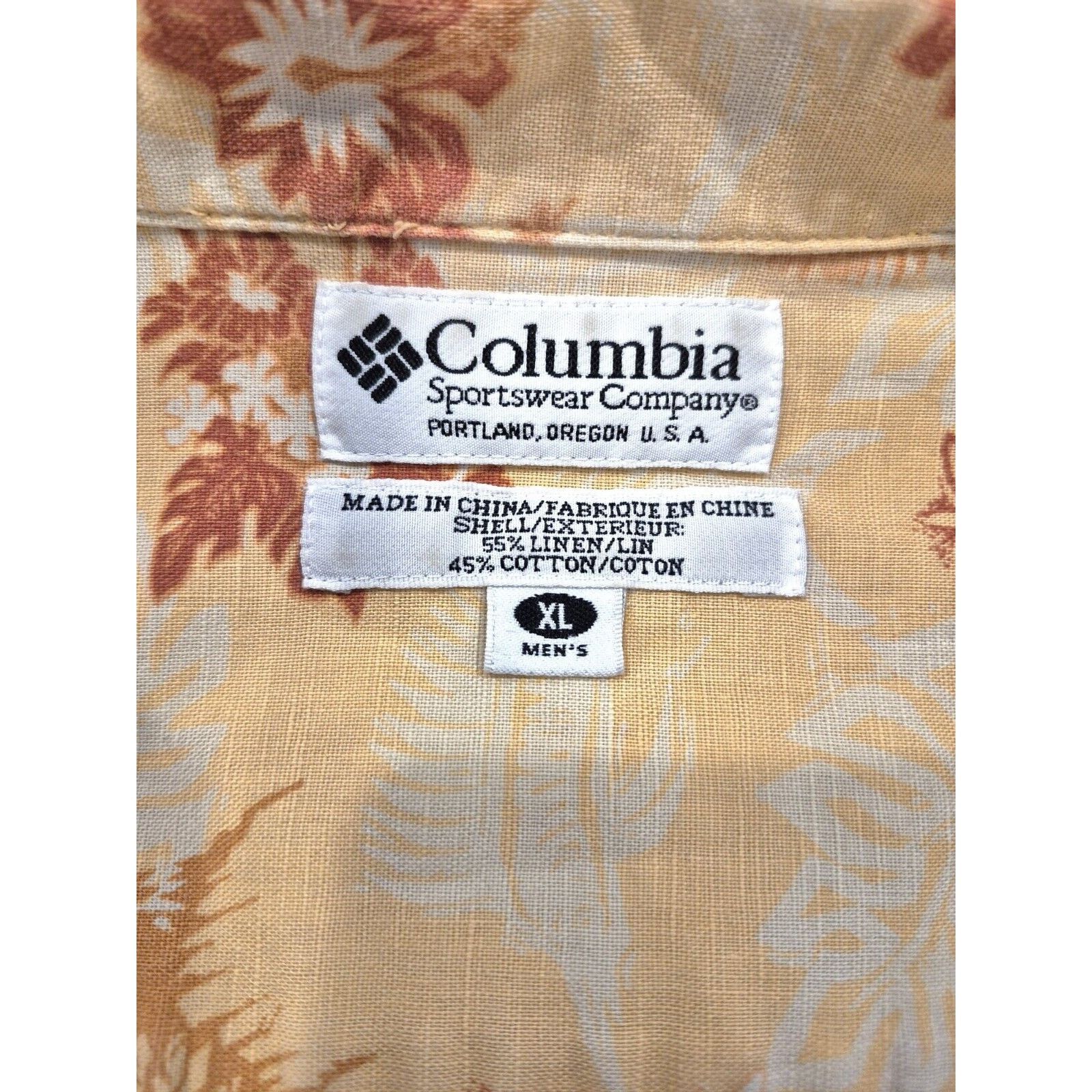 Columbia Columbia Shirt XXL Button Up Orange Linen Marlin Print Size US XXL / EU 58 / 5 - 8 Thumbnail