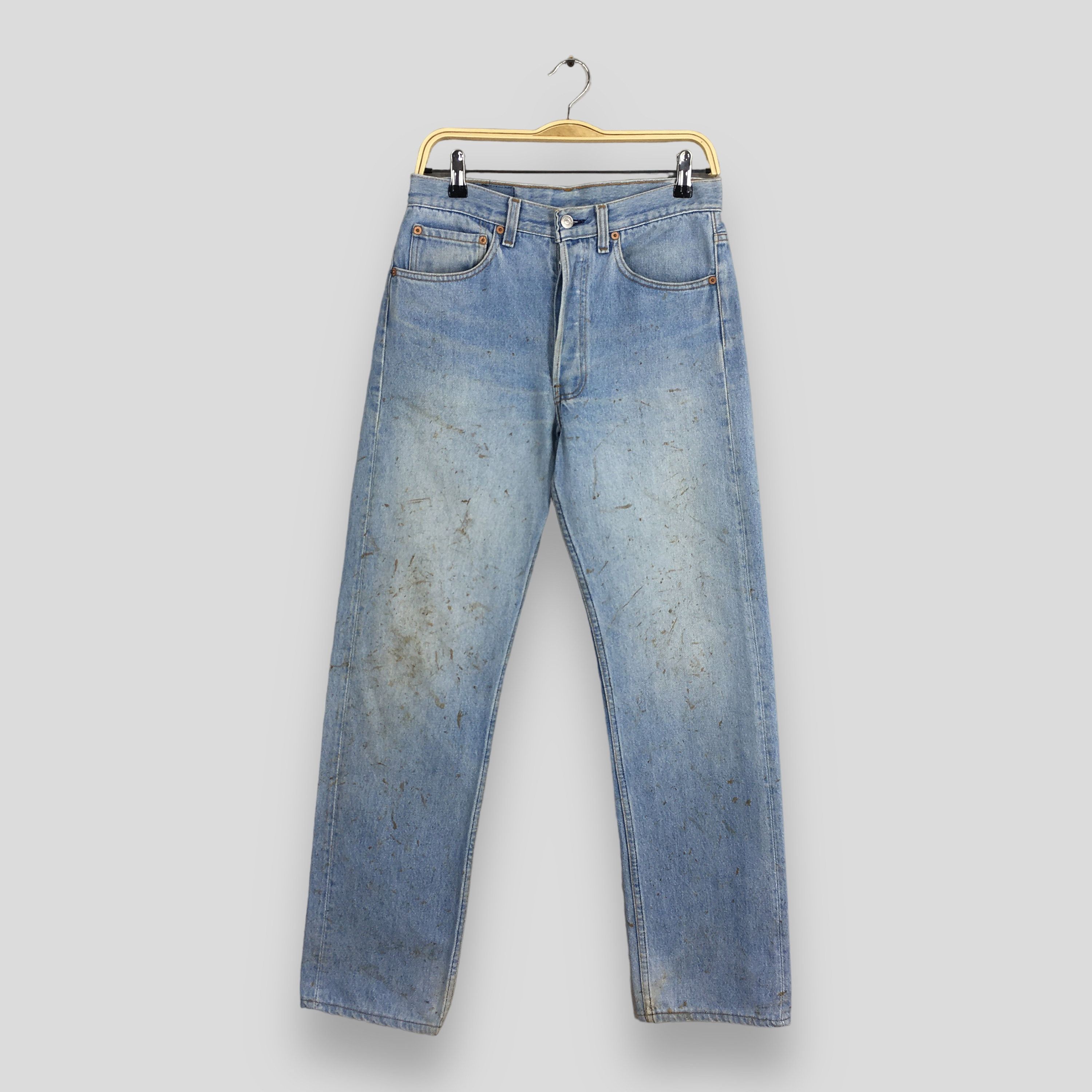 image of Size 28X29.5 Vintage 80's Levi's 501 Faded Blue Jeans, Men's