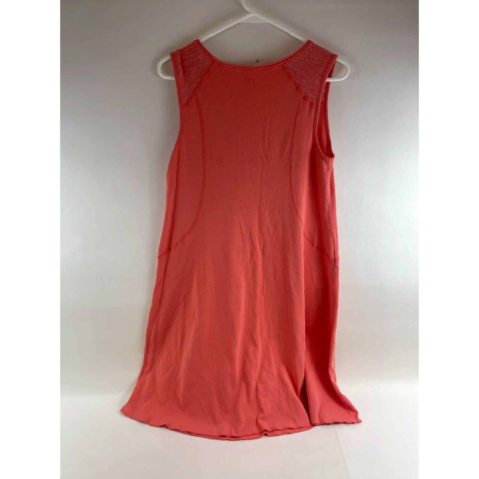 Vintage Three Dots Shorts Dress Women's L Salmon Solid Sleeveless Round Neck Casual Travel Mini Fit & Flare Pink 90s? Size 36" / US 14 / IT 50 - 2 Thumbnail