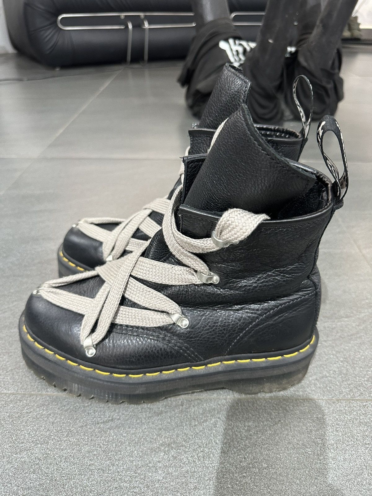 Dr. Martens × Rick Owens Dr.Martens 1460 Quad Leather Sole Pentagram Wrap Lace Boot Size US 8 / EU 41 - 2 Thumbnail