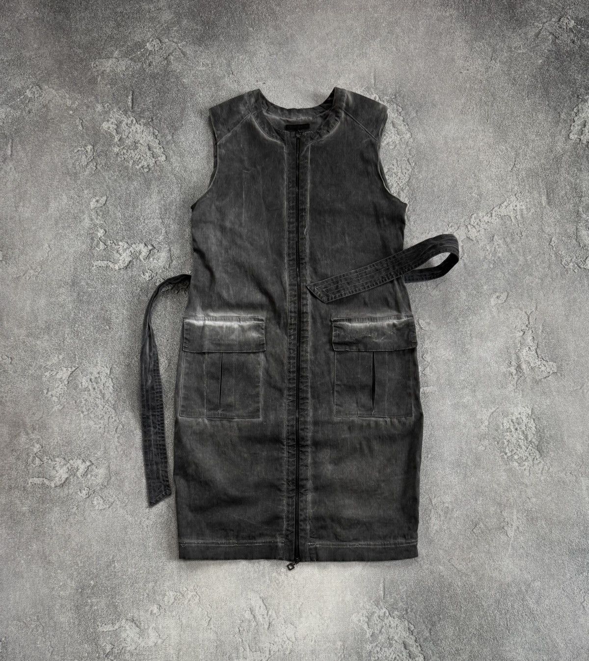 Sarah Pacini Sarah Pacini 1size gray washed zip dress sleeveless Size S / US 4 / IT 40 - 5 Thumbnail