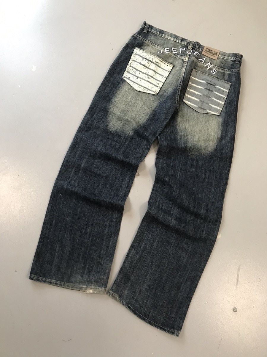 JNCO × Southpole × Vintage Vintage jonglen distressed spell out embroidered denim Size US 35 - 8 Thumbnail