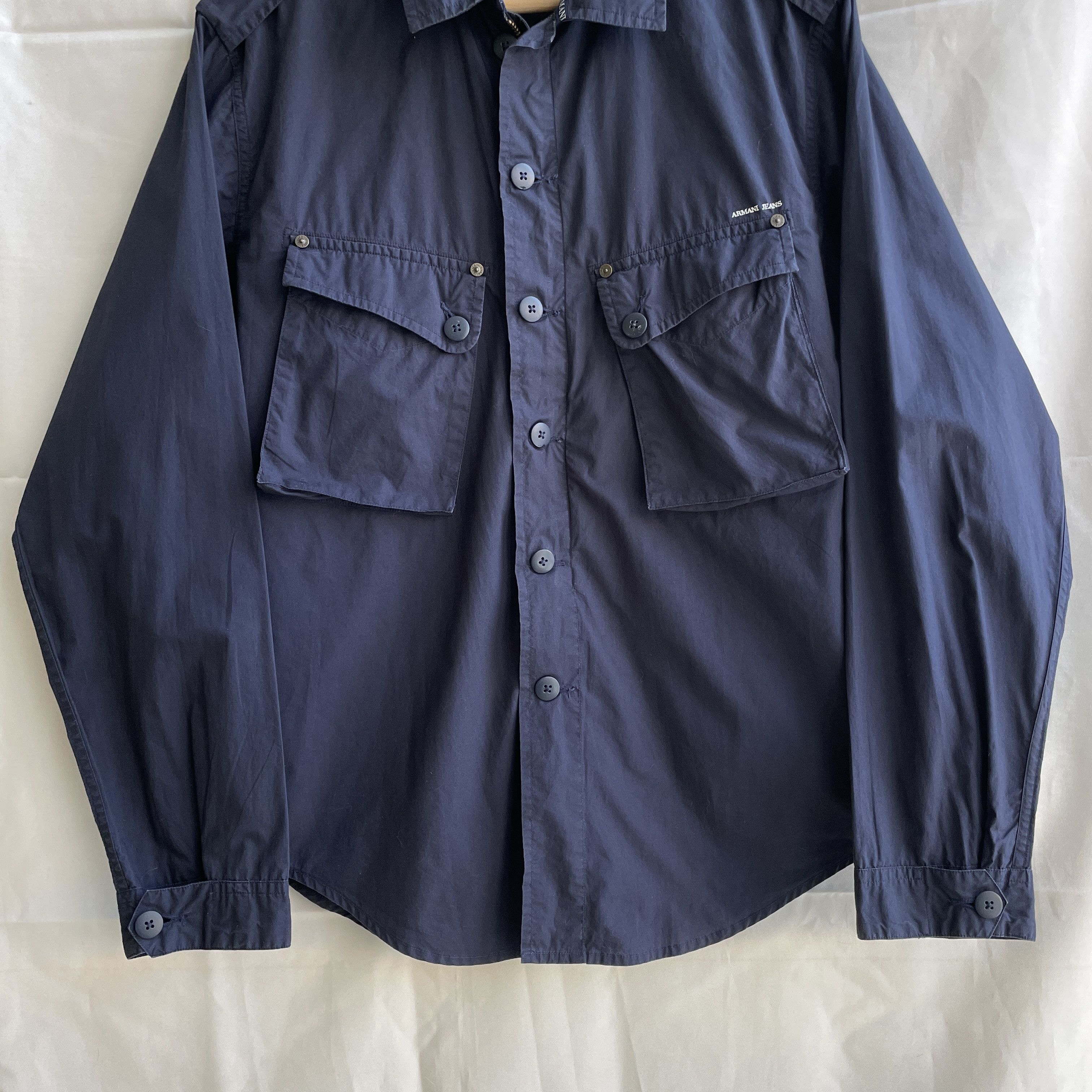 Armani Armani Jeans Vintage Utility Military Navy Zip Shirt Size US S / EU 44-46 / 1 - 6 Thumbnail