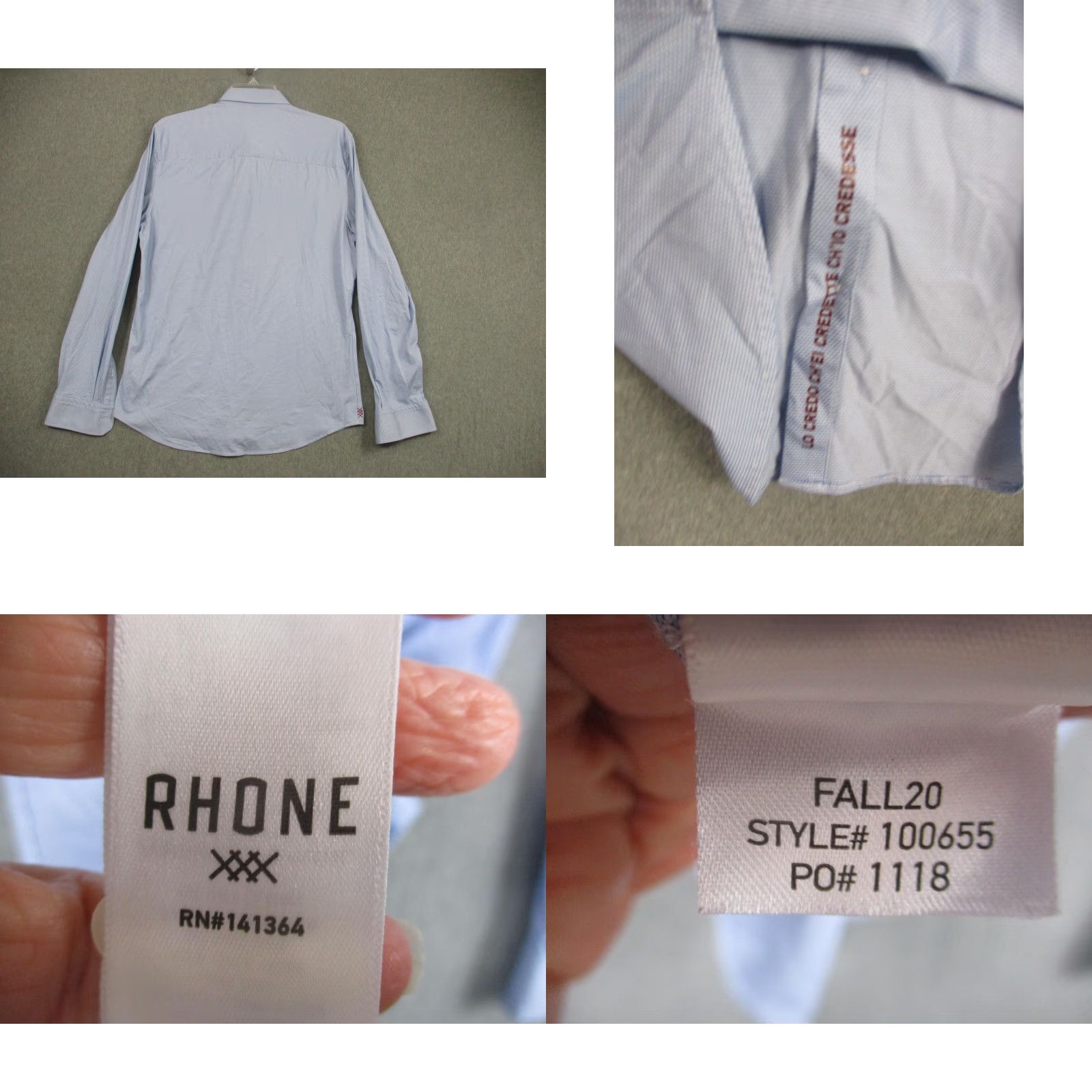 Rhone Rhone Mens Dress Shirt Long Sleeve Blue Geometric Stretch Portugal Size 40R - 8 Thumbnail