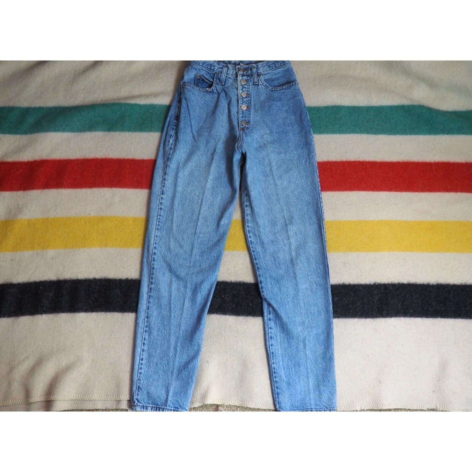 Vintage VTG 80s 90s Nada Nuff Denim Jeans Womens 26x30 High Waist Button Fly Blue Casual Boho 1980s NADA NUFF USA Size 26" / US 2 / IT 38 - 2 Thumbnail
