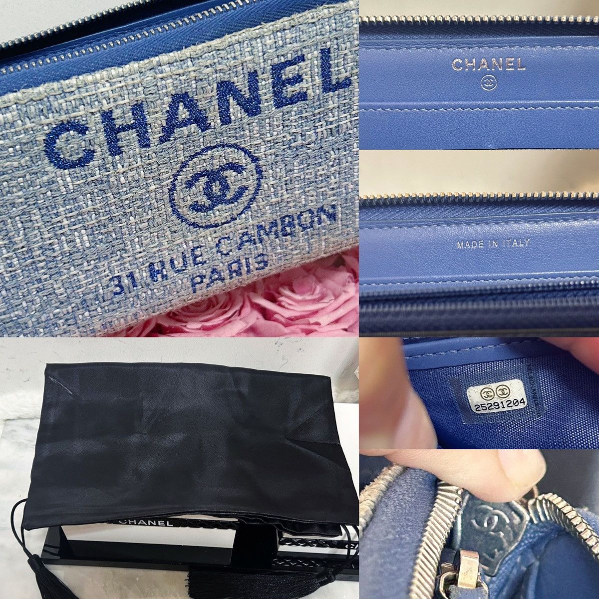 Chanel Authentic Chanel Light Blue Deauville Tweed Wallet / Clutch Size ONE SIZE - 12 Thumbnail