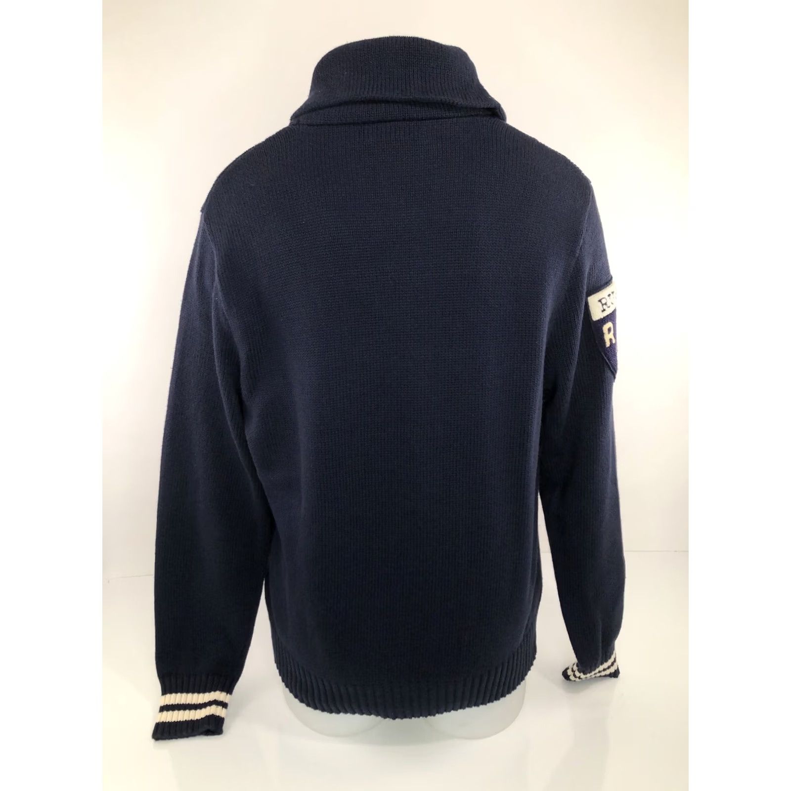 Ralph Lauren Ralph Lauren Rugby Embroidered Patch Shawl Mens L Knit Sweater Blue Pullover Size US L / EU 52-54 / 3 - 4 Thumbnail