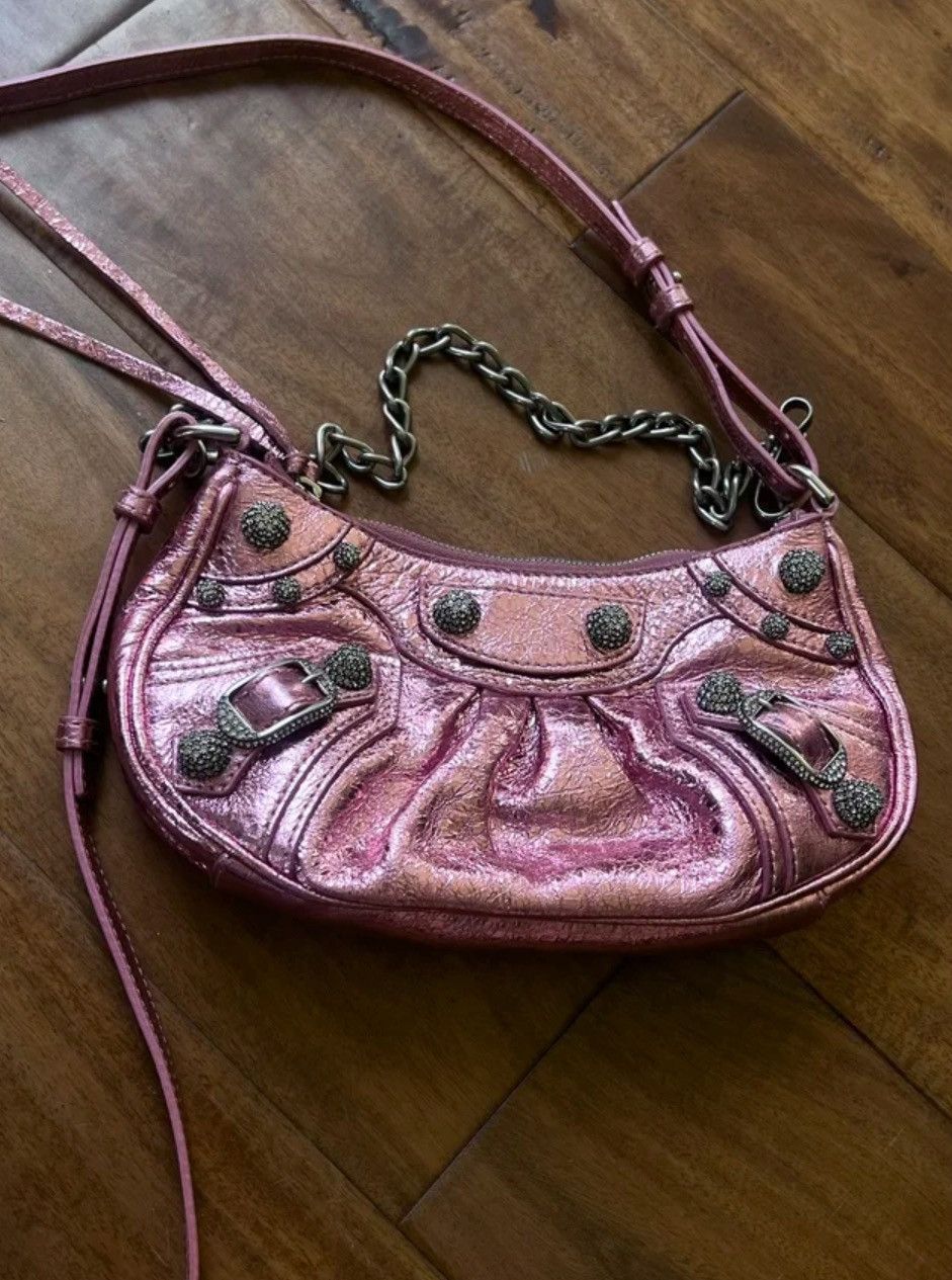 Balenciaga LE CAGOLE MINI BAG METALLIZED IN PINK With crystals hardware Size ONE SIZE - 8 Thumbnail