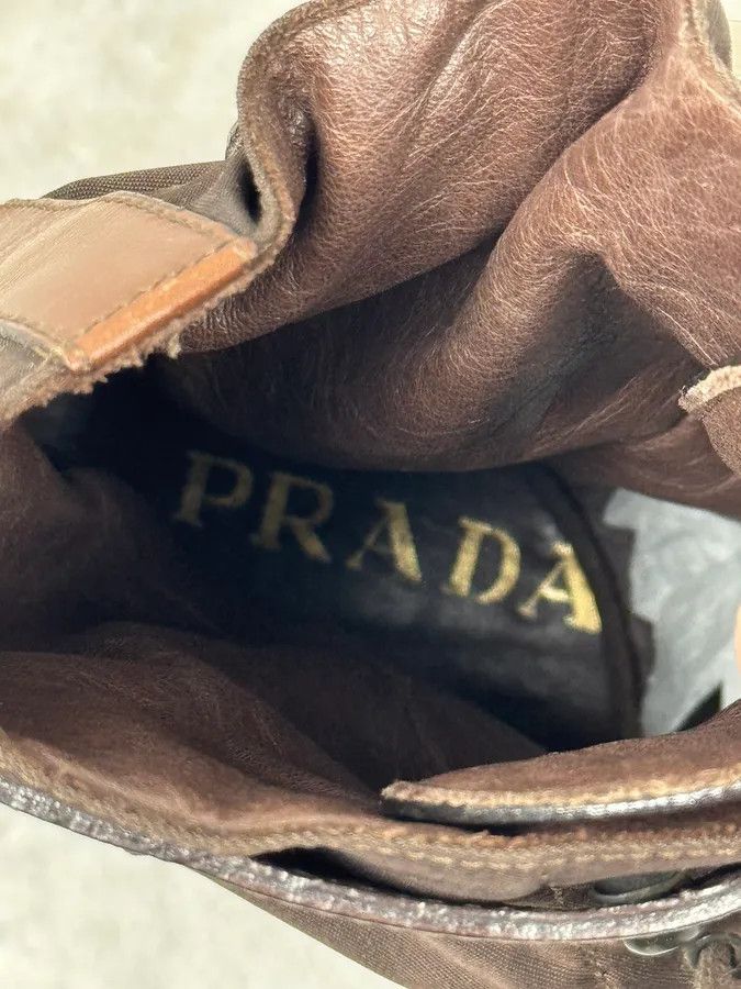 Prada FW1999 Prada Brown Leather High Ankle Military Boots Size US 7 / EU 40 - 6 Thumbnail