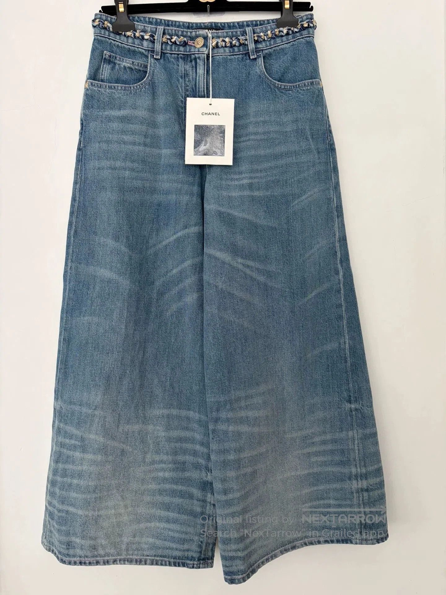 Chanel 25A Wide-Leg Denim Jeans.