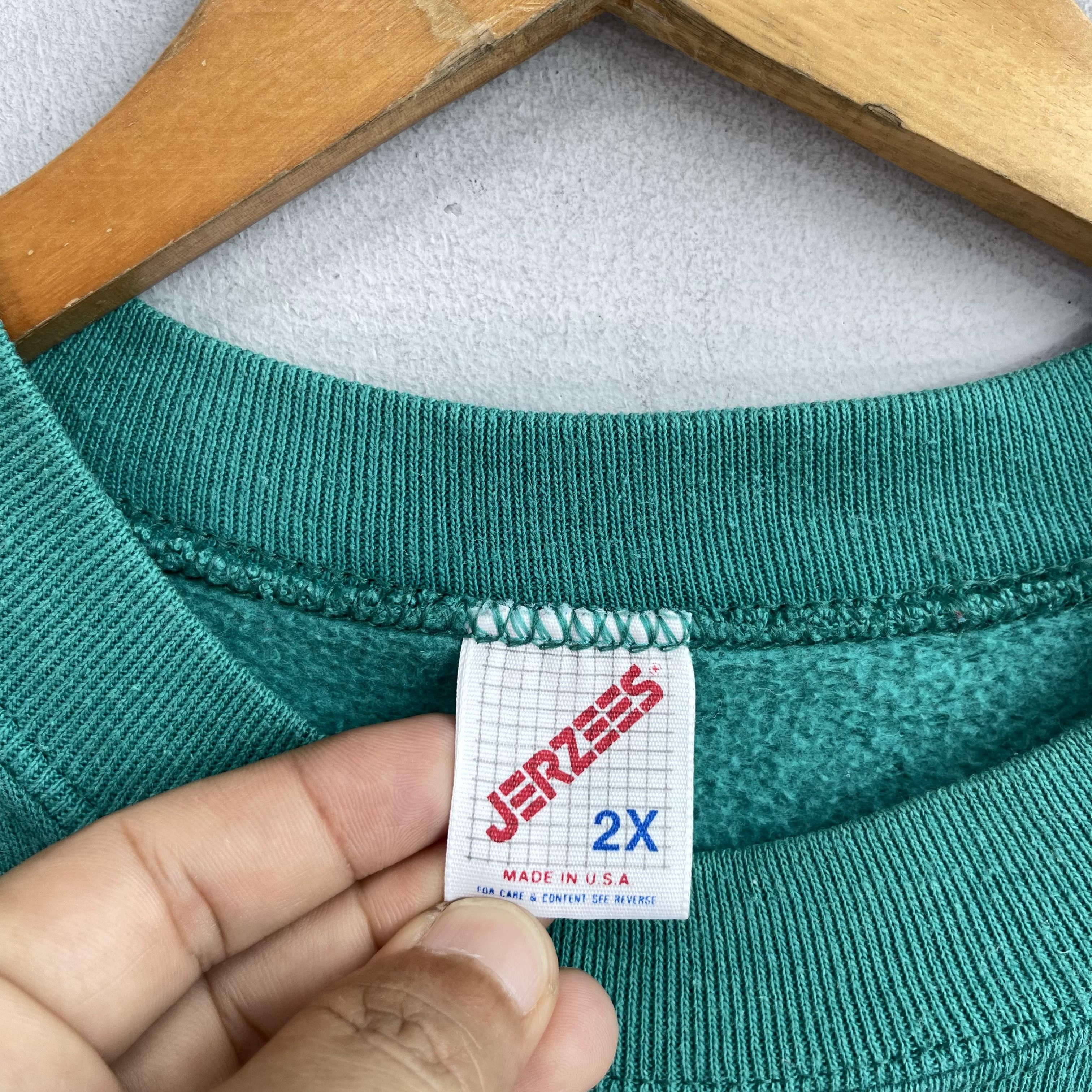 Jerzees × Vintage Vintage JERZEES Plain Green Crewneck Sweatshirt Size US XL / EU 56 / 4 - 4 Thumbnail