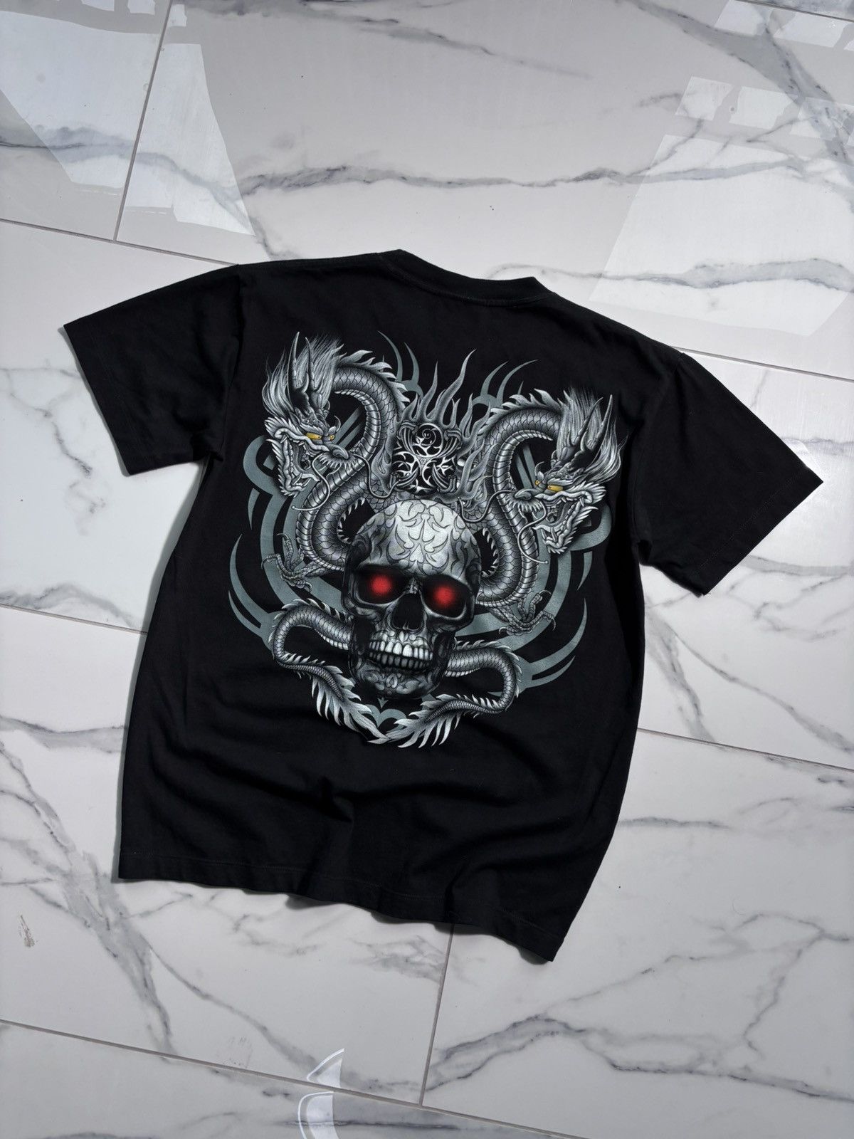 Japanese Brand Y2K Japanese Dragon Skull Death Tshirt Ed Hardy Style 00’s Size US M / EU 48-50 / 2 - 3 Thumbnail