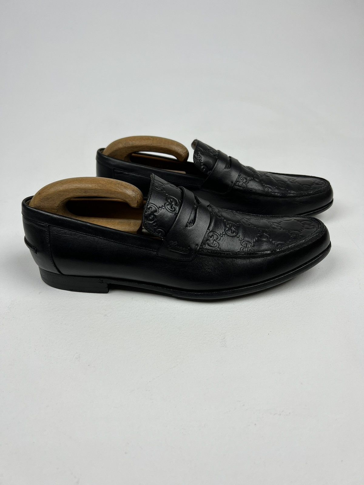 Gucci GUCCI Loafers Leather GG Monogram Canvas Embossed Logo Black Size US 7.5 / EU 40-41 - 7 Thumbnail