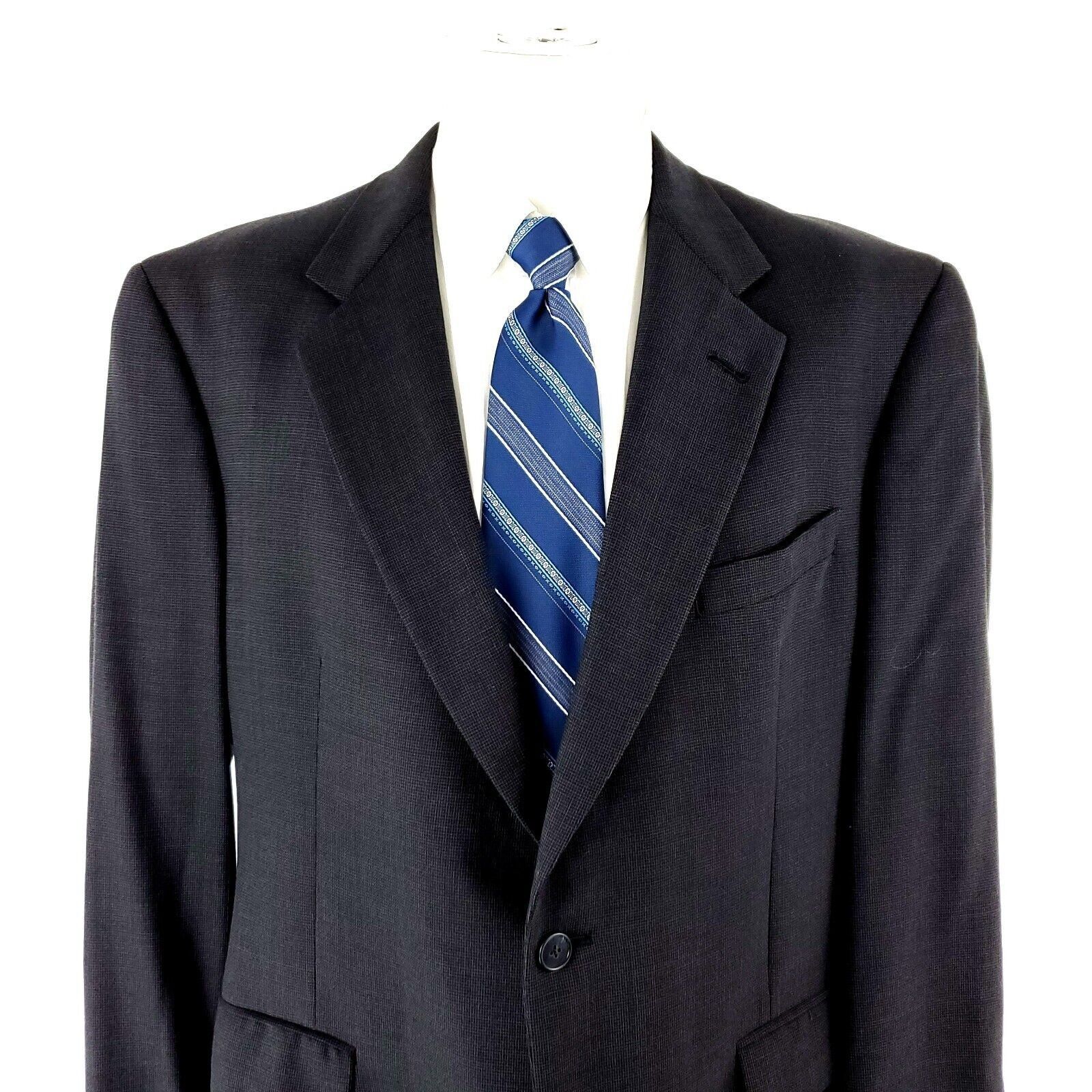 Hart Schaffner Marx Hart Schaffner Marx Wool 2 Button Sport Coat 42R Gray Check Size 42R - 1 Thumbnail