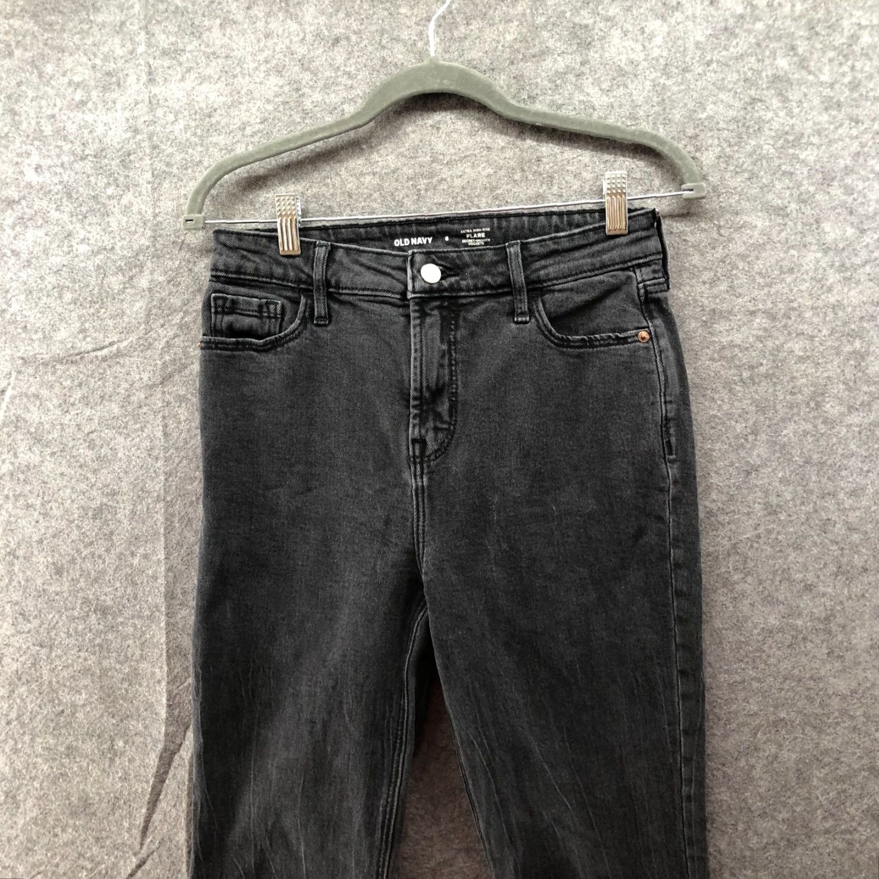 Old Navy Old Navy Jeans Womens 6 Black Washed Extra High Rise Flare Stretch Size 28" / US 6 / IT 42 - 3 Thumbnail