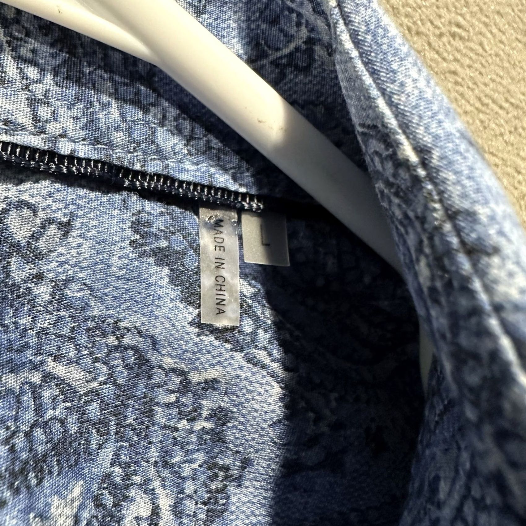 BUGATCHI Bugatchi Shirt Mens Large Blue Paisley Print Shaped Fit Superfine Stretch Cotton Size US L / EU 52-54 / 3 - 6 Thumbnail