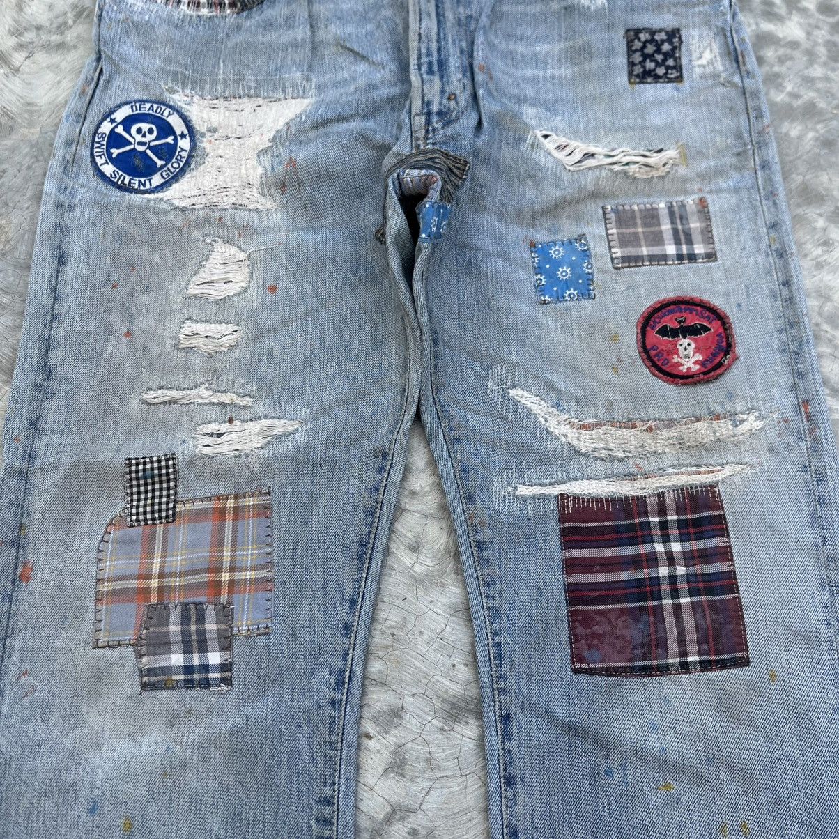 Levi's Vintage Clothing Vtg Levi’s Big E 505 Selvedge Denim Patchwork Size US 33 - 4 Thumbnail