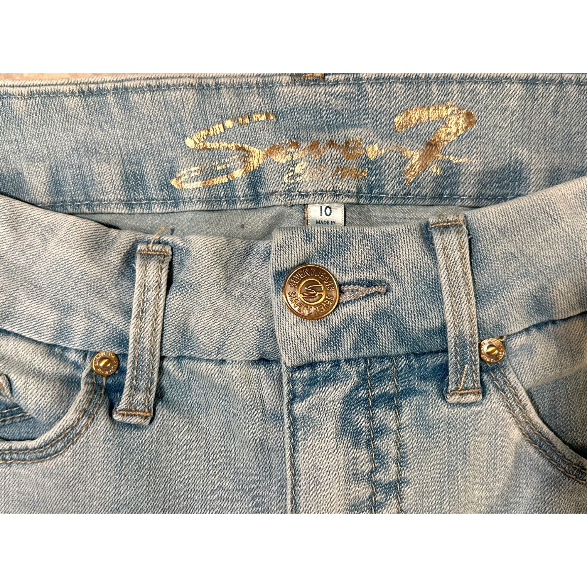 Seven 7 Seven7 Tummyless High Rise Skinny Jeans Light Wash Distresse Size 32" / US 10 / IT 46 - 7 Thumbnail