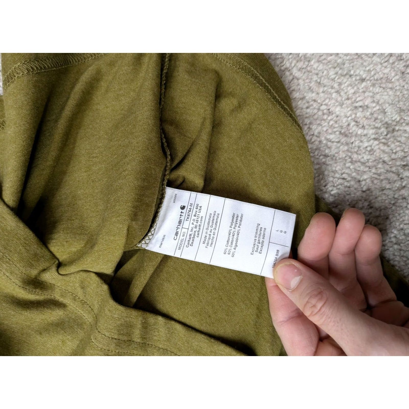 Carhartt Carhartt Shirt Mens Large Green Relaxed Fit Script Patch Workwear Tee Size US L / EU 52-54 / 3 - 6 Thumbnail