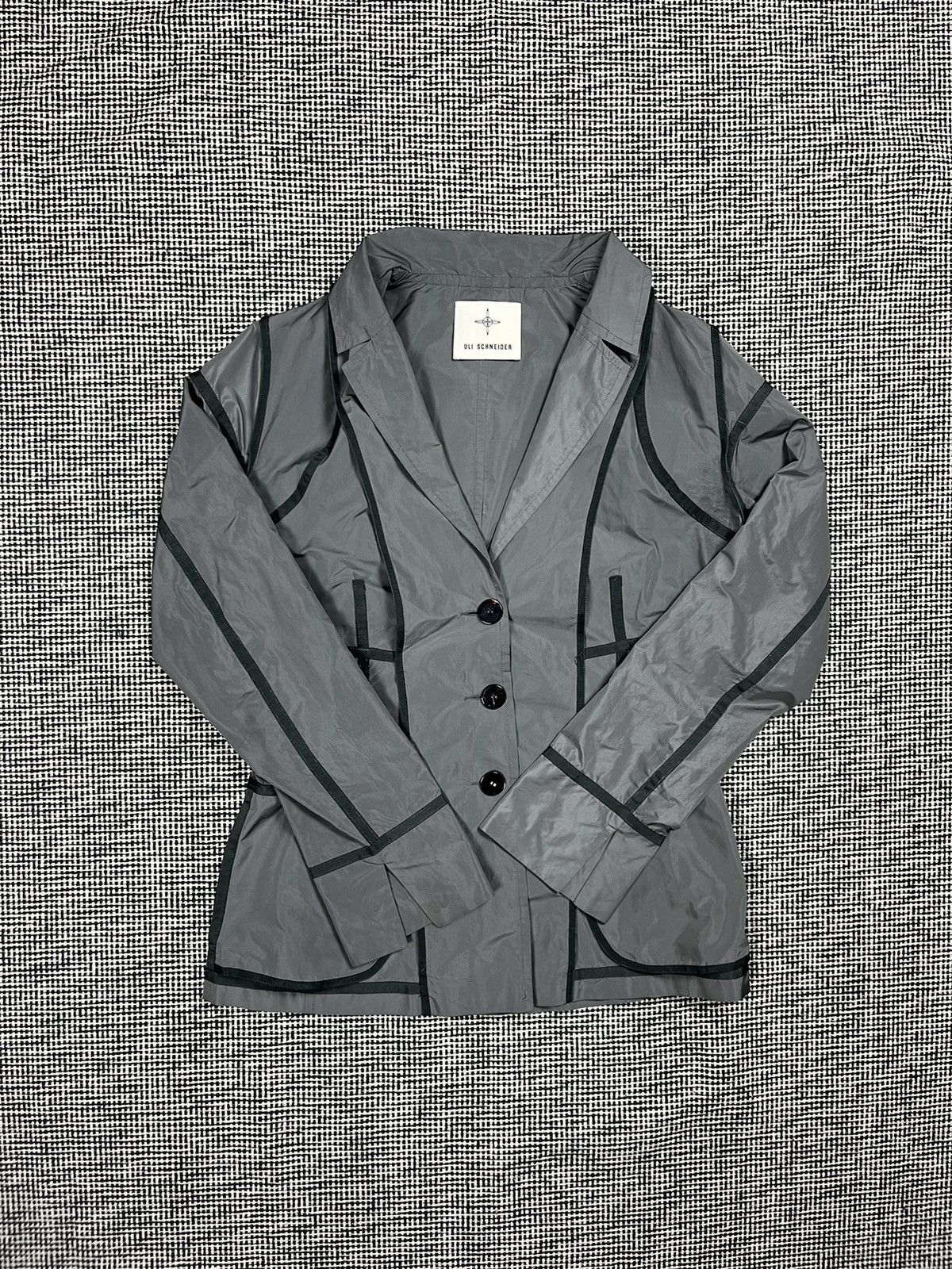 Designer Uli Schneider nylon blazer jacket Avant garde stripes Size M / US 6-8 / IT 42-44 - 1 Thumbnail