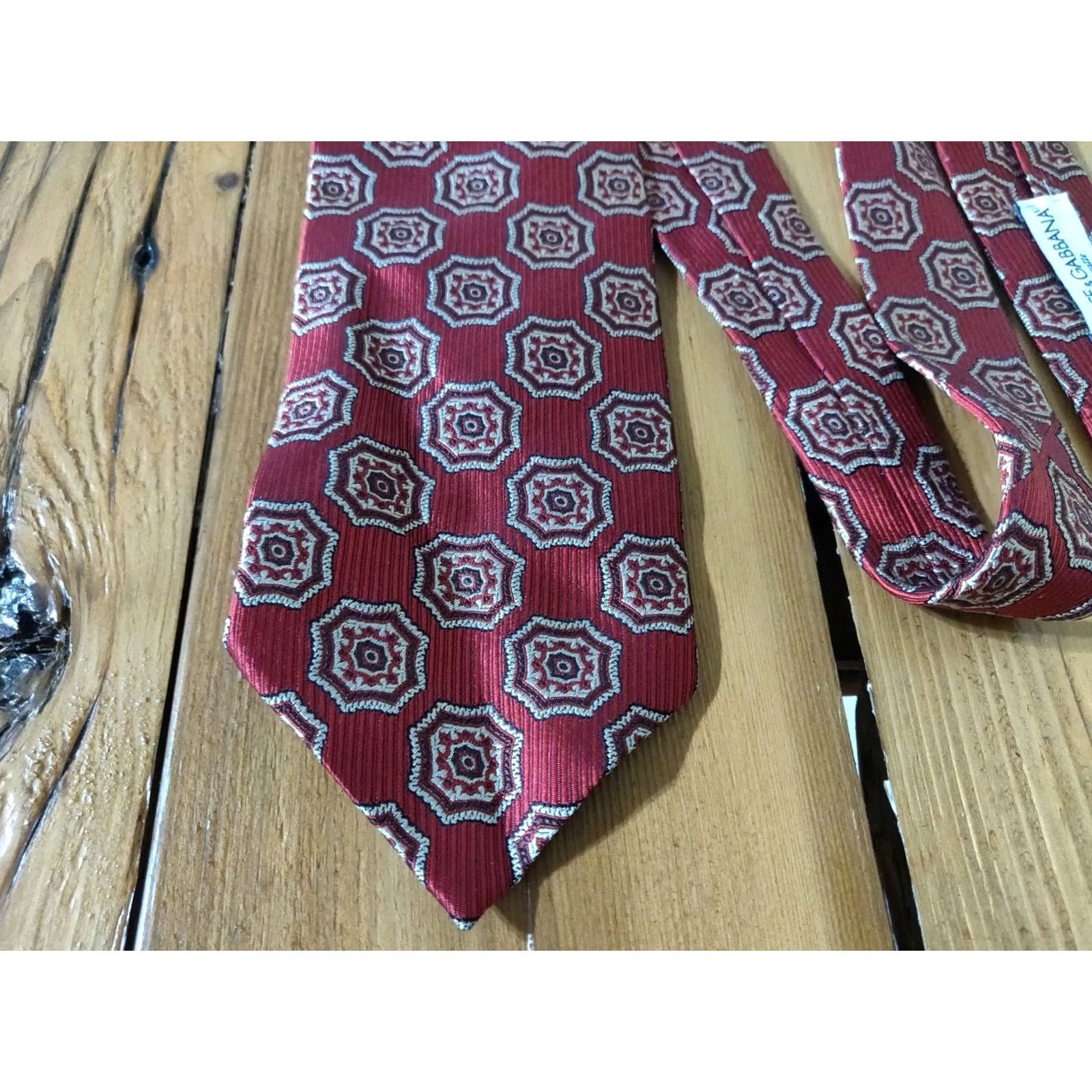 Dolce & Gabbana Dolce & Gabbana Neck Tie 100% Silk Red Geometric Designer Made in Italy Men's Size ONE SIZE - 5 Thumbnail