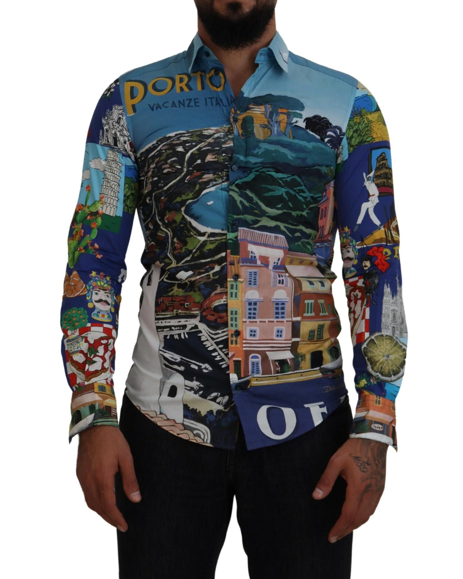 Image of Dolce Gabbana Printed Casual Shirt, Men's (Size XS)