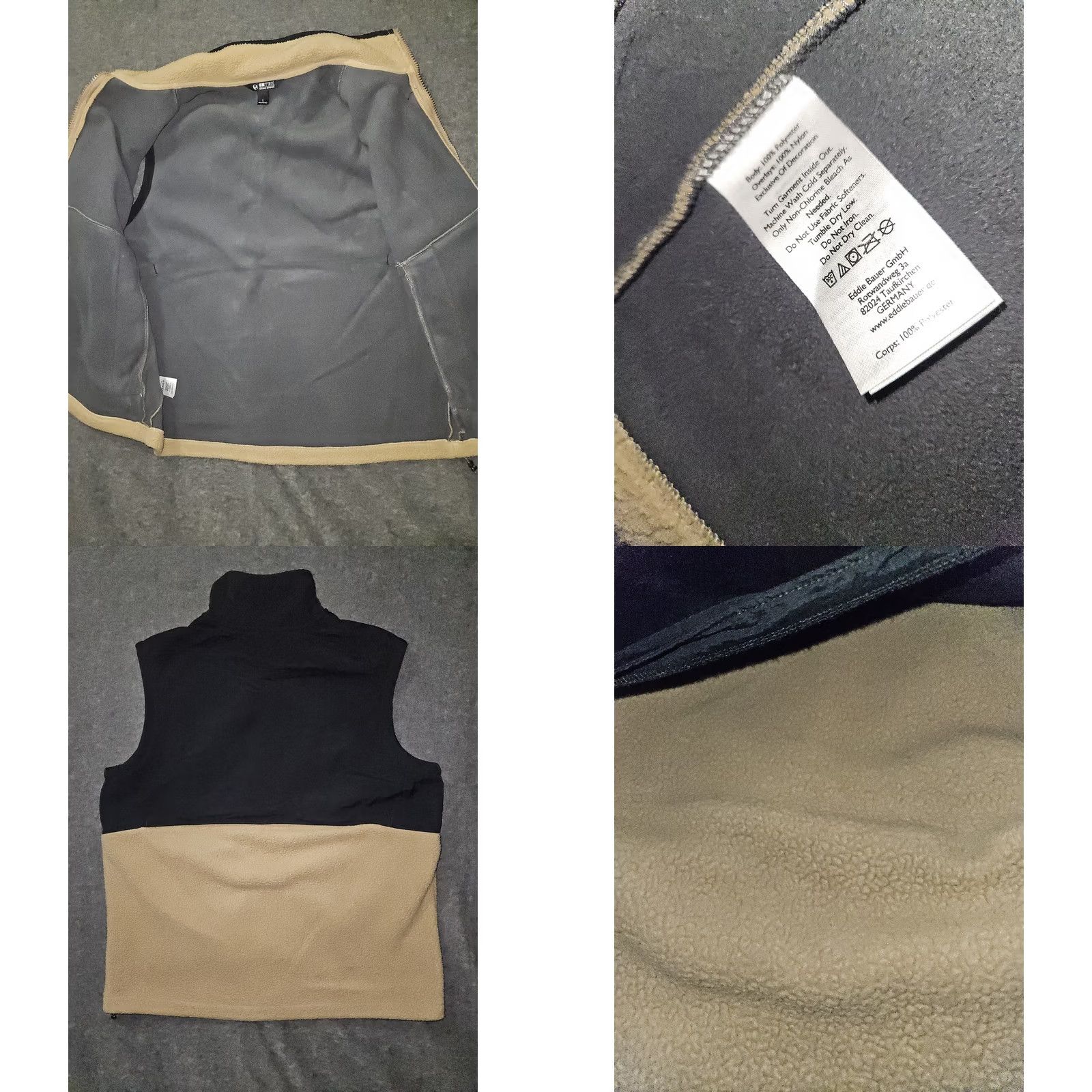 Eddie Bauer Eddie Bauer Ebtek Fleece Vest Mens Large Black Tan Full Zip Outdoor Sleeveless Vest Size US L / EU 52-54 / 3 - 8 Thumbnail