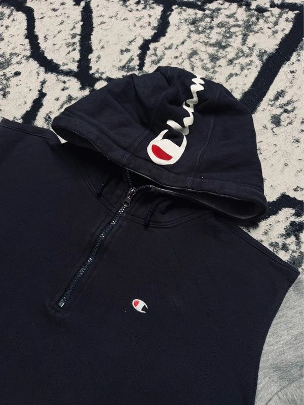 Champion Champion navy blue gray halfzip hoodie M Size US M / EU 48-50 / 2 - 3 Thumbnail