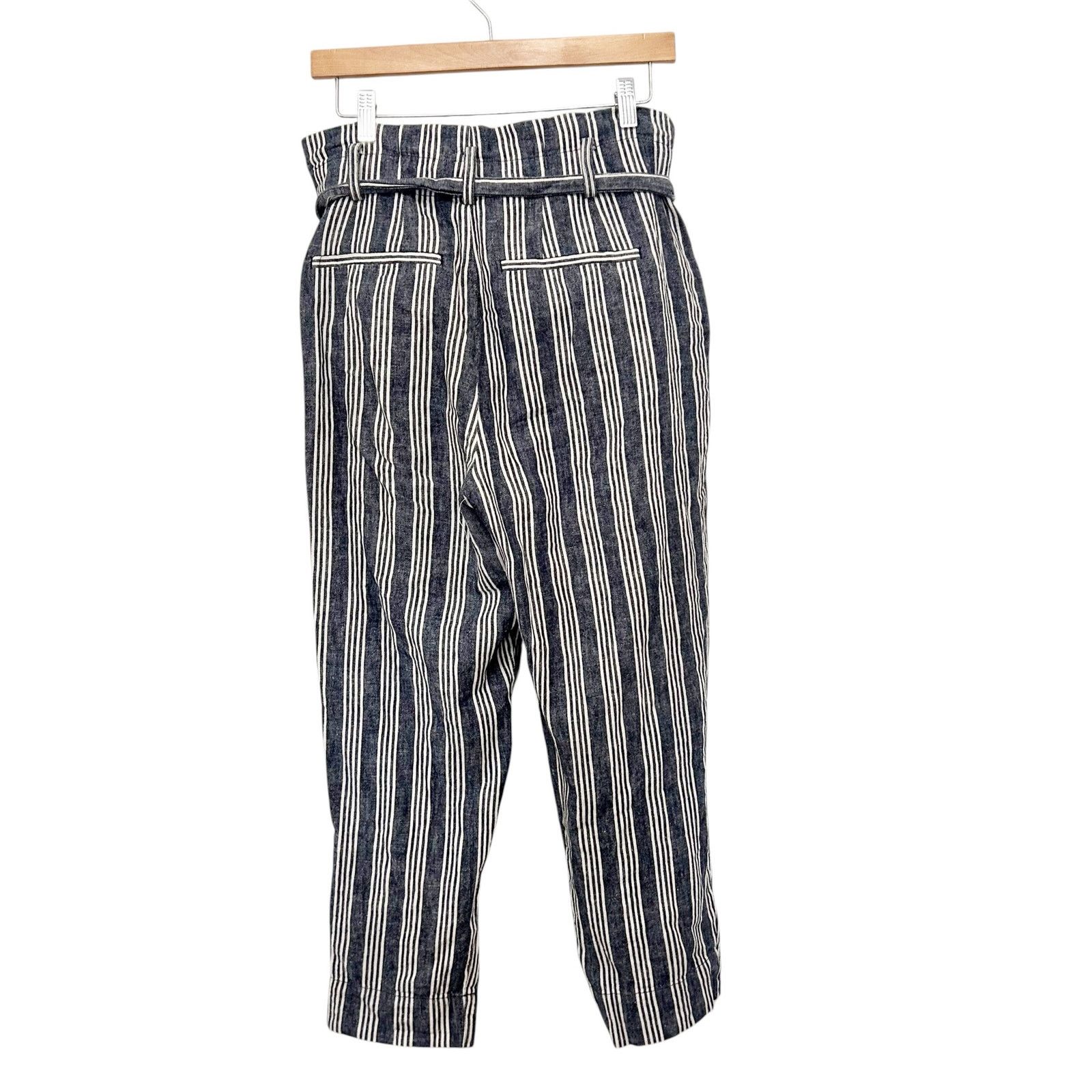 Madewell Madewell Linen Blend Paperbag Belted Indigo Pants Sz 6 Size 28" / US 6 / IT 42 - 6 Thumbnail