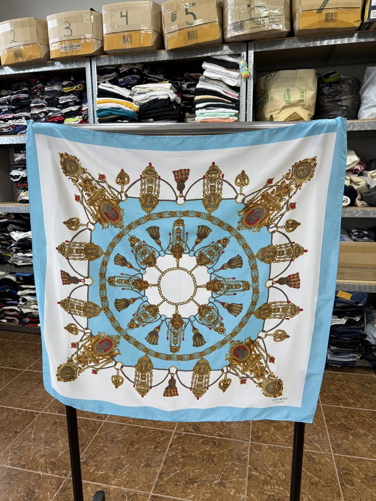 Hermes 🇫🇷 Vintage 90s Hermes Paris Baroque Chain Silk Scarf Luxury Size ONE SIZE - 1 Thumbnail