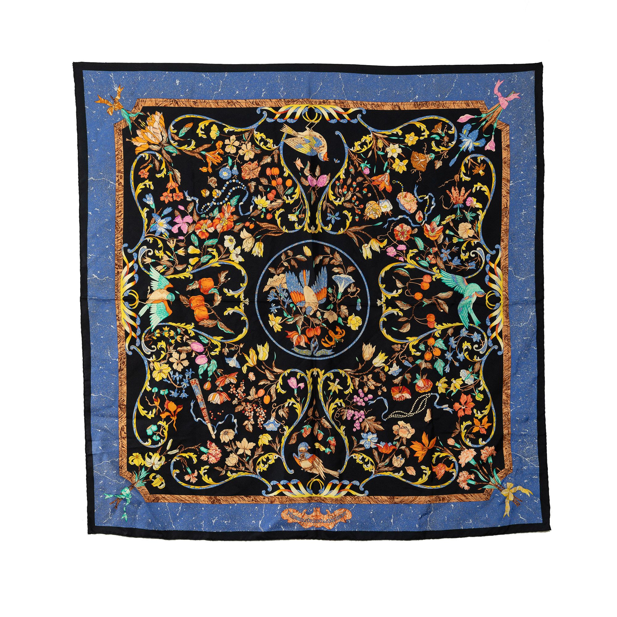 image of Hermes Pierres D Orient Et D Occident Silk Scarf in Blue, Women's