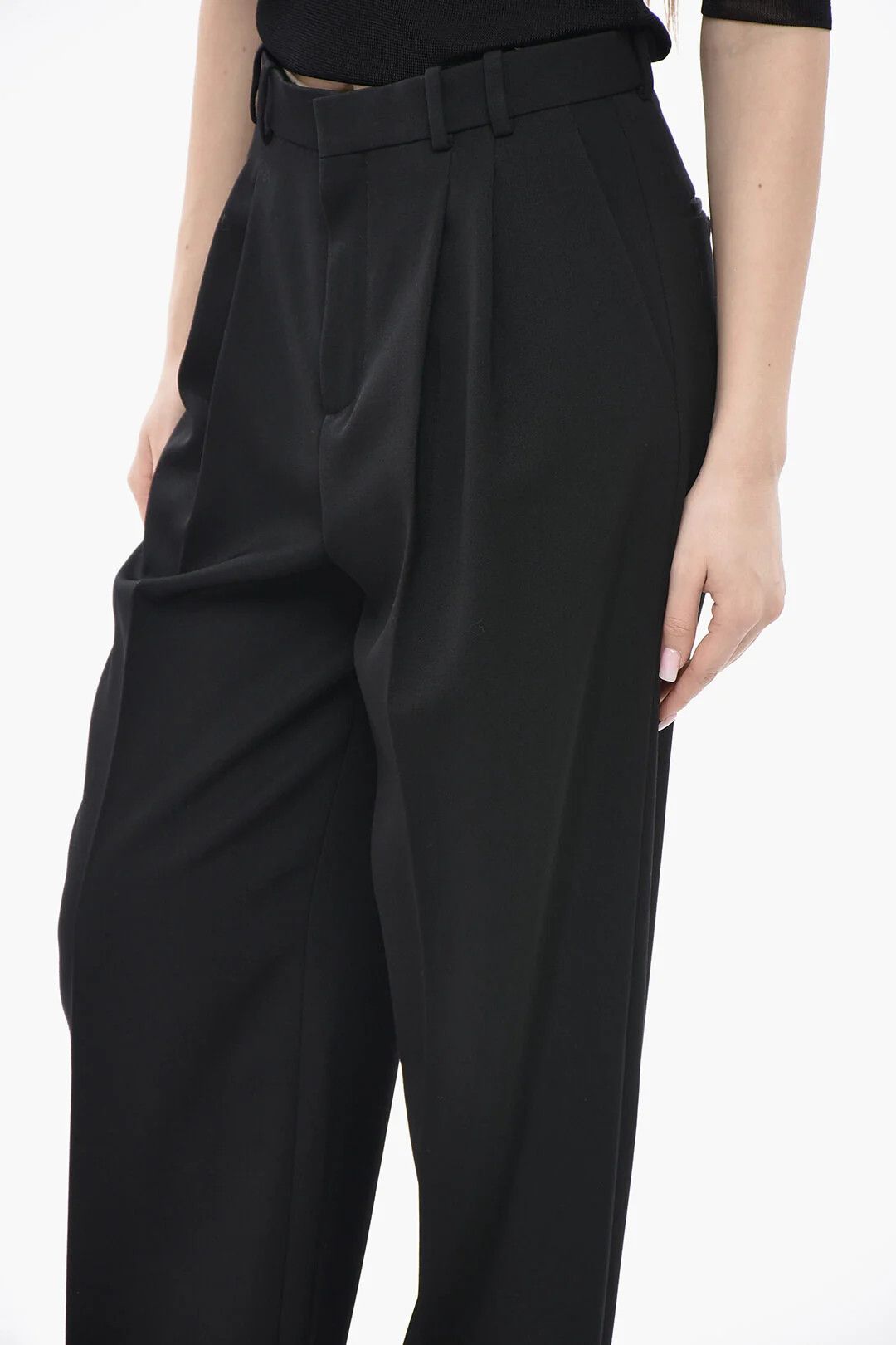 Saint Laurent Paris og1mm0326 Wool Gabardine Pant in Black Size 28" / US 6 / IT 42 - 3 Thumbnail