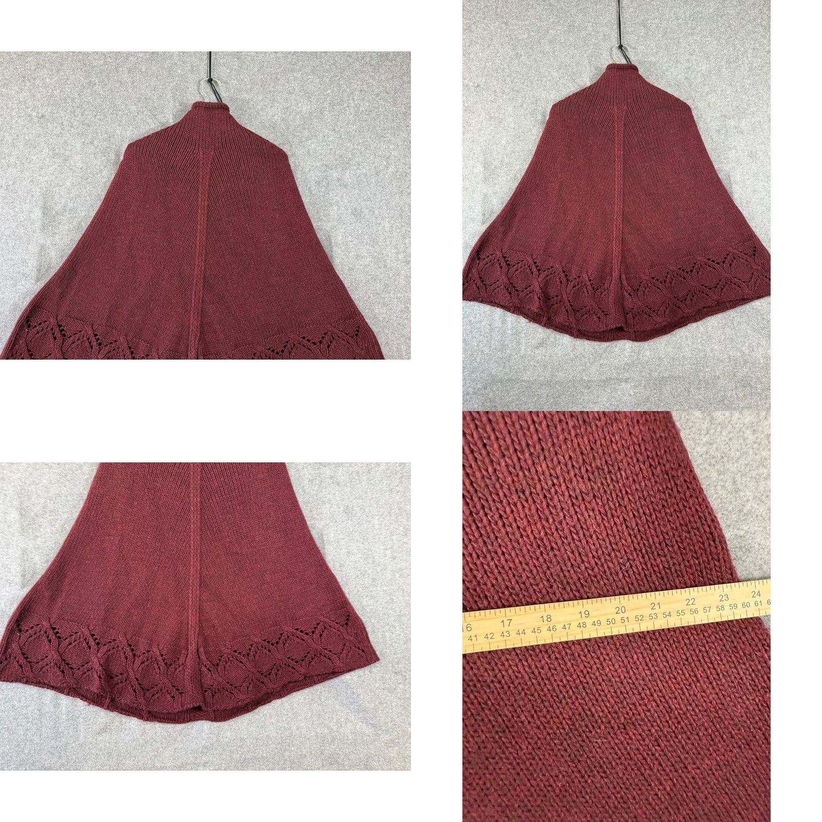 Vintage VINTAGE Cocogio Poncho Cape Sweater Womens OSFA Maroon Wool Blend Knit High Neck Cape Sweater Womens OSFA Maroon Wool Blend Knit High Neck Vintage Size ONE SIZE - 8 Thumbnail
