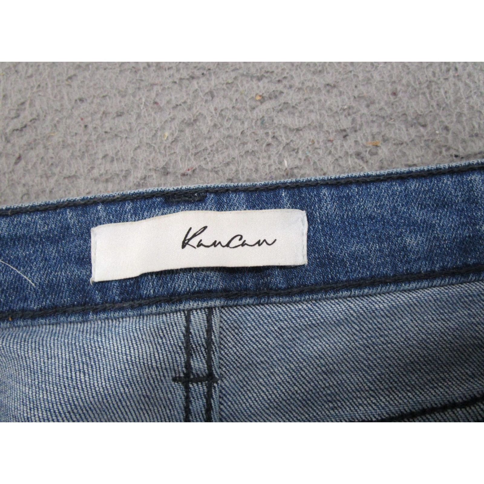 Vintage Kancan Jeans Womens Size 27 Blue Stretch Distressed Button Fly 5-Pocket Skinny Denim High Rise Regular Modern Feel Size 27" / US 4 / IT 40 - 5 Thumbnail